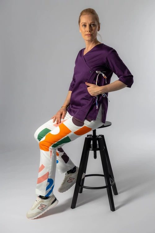 indiana padlizsán női orvosi köpeny 4